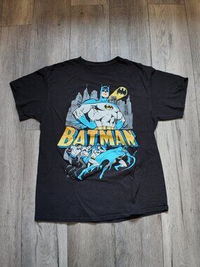DC Comics Batman Gotham City Bat Signal Retro Graphic T-Shirt Black Men's L